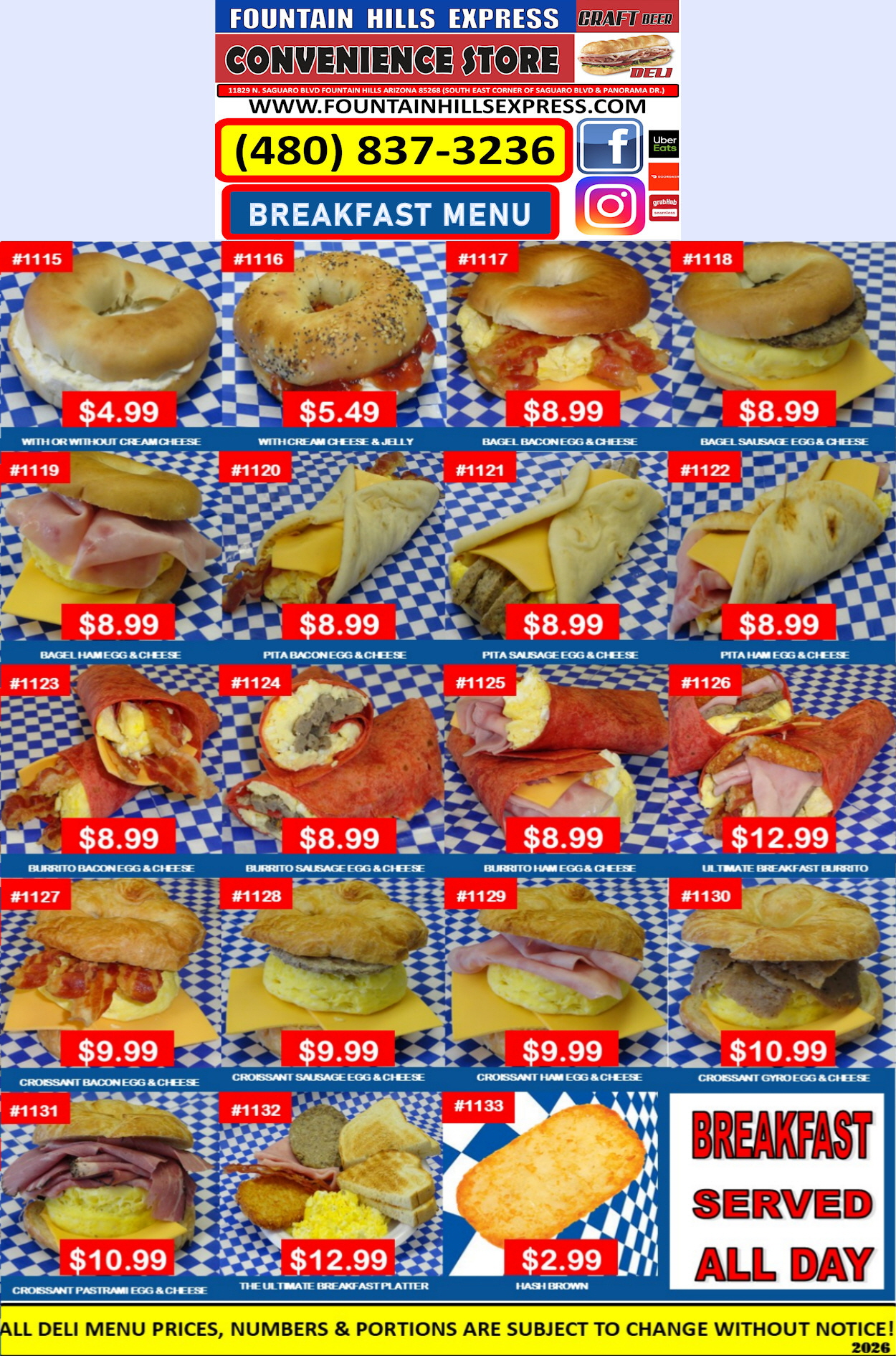 2026 BREAKFAST MENU 2026 BREAKFAST MENU